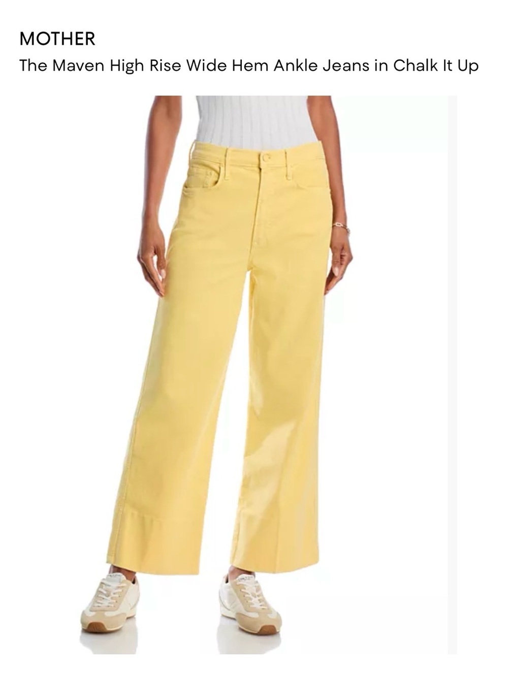 MOTHER the maeven Wide-Leg High-Rise Ankle Jeans in Chalk Yellow